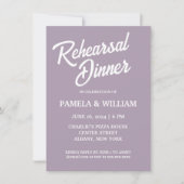 モーヴシンプルスタイル結婚のリハーサルディナー 招待状 (正面)