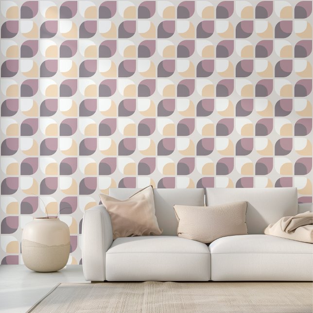 モーヴタウペベージュグレーパープルアイボリーミッドセンチュリーアート 壁紙 (クリエイターアップロード済み)