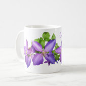 モーヴパーソナライズされたかわいらしクレマティス コーヒーマグカップ (正面左)