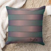 モーヴモダンエレガントとティール(緑がかった色)モノグラムストライプ クッション (ブランケット)