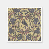 モーヴ、タン&グレークロウ&ドラゴンフライフローラ スタンダードカクテルナプキン (正面)