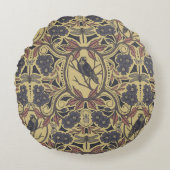 モーヴ、タン&グレークロウ&ドラゴンフライフローラ ラウンドクッション (正面)