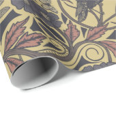 モーヴ、タン&グレークロウ&ドラゴンフライフローラ ラッピングペーパー (ロールコーナー)