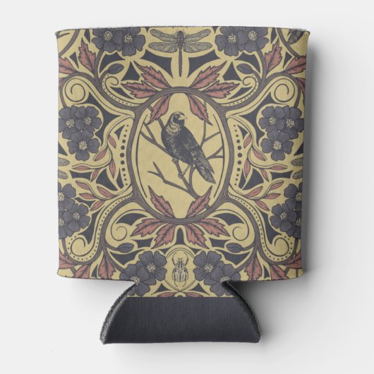 モーヴ、タン&グレークロウ&ドラゴンフライフローラ 缶クーラー (正面)