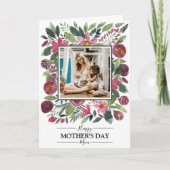 モーヴ·ピンク·ブルゴーニュ·セージ·グリーン·フローラ·マザーズ·デー シーズンカード (正面)