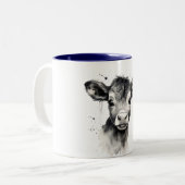 ☕🐄「モー禅の末」牛マグ🐄☕ ツートーンマグカップ (正面左)