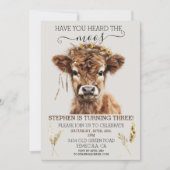 モー聞いた？ボホハイランドカウの誕生日 招待状 (正面)