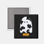 モー!キュートおもしろい牛プリント幽霊ハロウィンティー マグネット (正面/裏面)