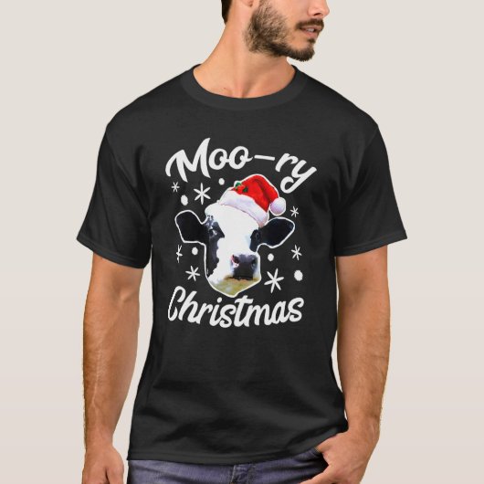 モー リー クリスマス 牛 ホリデー Tシャツ (正面)
