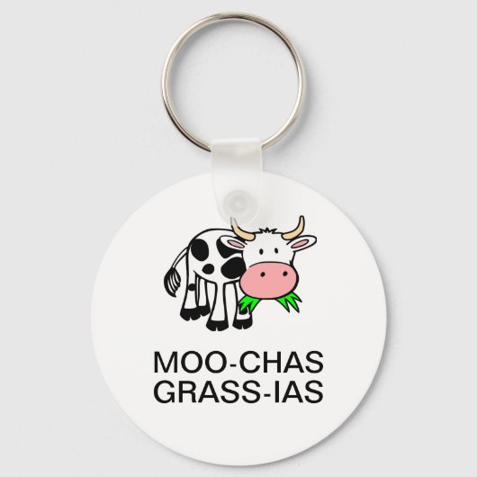 モー-chas grass-ias (Muchas Gracias)ラウンド・キーチェーン キーホルダー (正面)