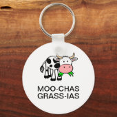 モー-chas grass-ias (Muchas Gracias)ラウンド・キーチェーン キーホルダー (正面)