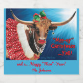 「モー」eyクリスマス、ロングホーン・カウチ ビールラベル (シングルラベル)