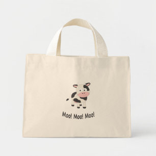 モーCute モー Cartoon Cow ミニトートバッグ