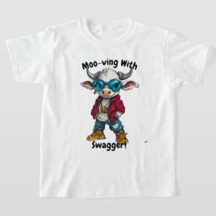 モーSwaggerヒップホップ牛のフード付きスウェットシャツとT型と切り抜き Tシャツ