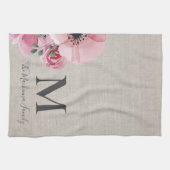 モ素朴ノグラパーソナライズされたムファミリーネームファームハウス キッチンタオル (横)