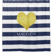 モder Navy Blueのパタストライプーン シャワーカーテン (正面)