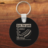 ヤイムゴシックゴブリンイオンザホットドッグ愛好家おもしろい キーホルダー (正面)