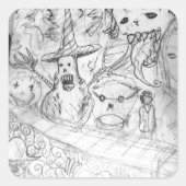 ヤイモンスターアニメマンガ スクエアシール (正面)