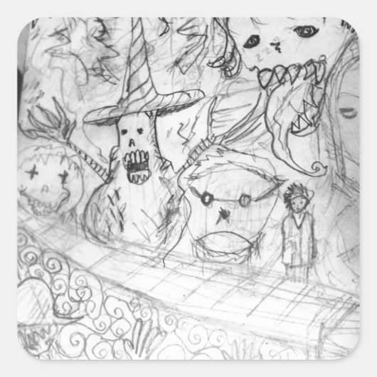 ヤイモンスターアニメマンガ スクエアシール (正面)