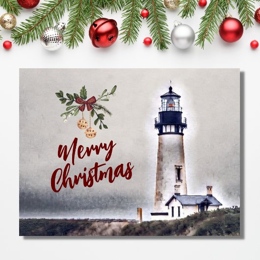 ヤキナヘッドライトハウスメリークリスマスホリデー ポストカード