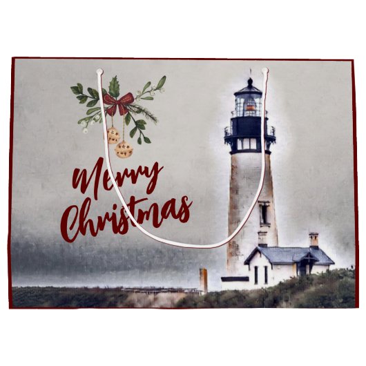 ヤキナヘッドライトハウスメリークリスマスホリデー ラージペーパーバッグ (裏面)