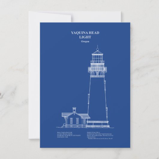 ヤキナヘッドライトハウス – オレゴン – AD ノートカード (正面)