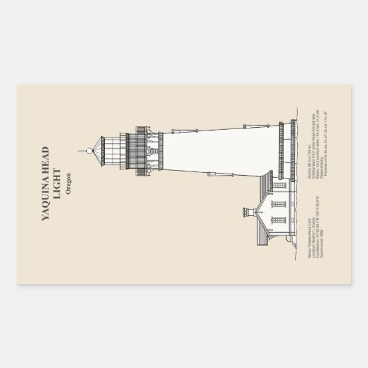 ヤキナヘッドライトハウス – オレゴン – SBD 長方形シール (正面)