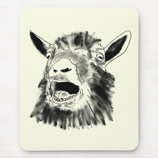 ヤギおもしろいの叫び声スケッチ予測できなアニマルアート マウスパッド (正面)