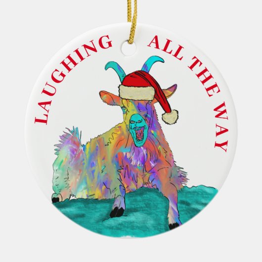 ヤギおもしろいの笑い引用文 セラミックオーナメント (正面)
