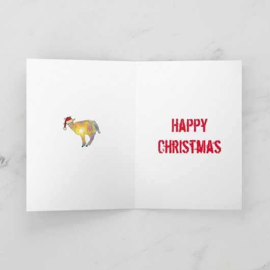 ヤギおもしろいはクロース・クリスマス・ユーモア カード (内部)