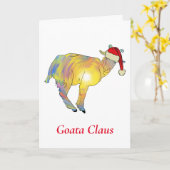 ヤギおもしろいはクロース・クリスマス・ユーモア カード (黄色い花)