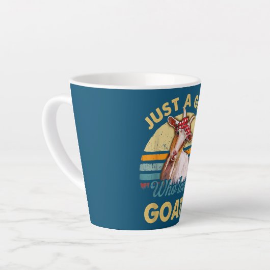 ヤギおもしろいを愛する女の子 カフェラテマグ (左アングル)