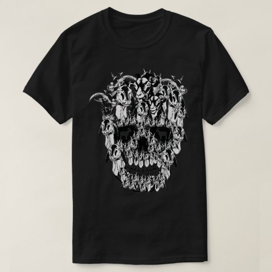 ヤギおもしろいシュガースカル猫好きオーナーハロウィーンC Tシャツ (デザイン正面)