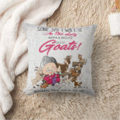 ヤギおもしろいツ – オールドレディーハウスフルオブヤギ クッション (ブランケット)