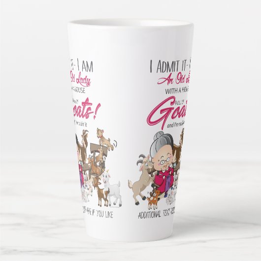 ヤギおもしろいツ – オールドレディーハウスフルードオブヤギ カフェラテマグ (正面)