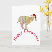 ヤギおもしろいハッピークリスマス カード (黄色い花)