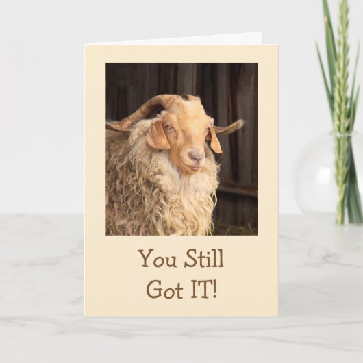 ヤギおもしろいハンサム悪魔誕生日 カード (正面)