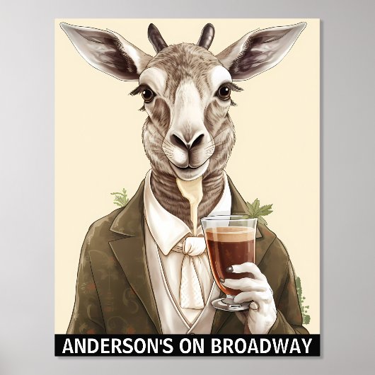 ヤギおもしろいビアラバーアニマルカスタムズバー 箔ポスター (正面)