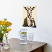 ヤギおもしろいビアラバーアニマルカスタムズバー 箔ポスター (レイダウン (キッチン))