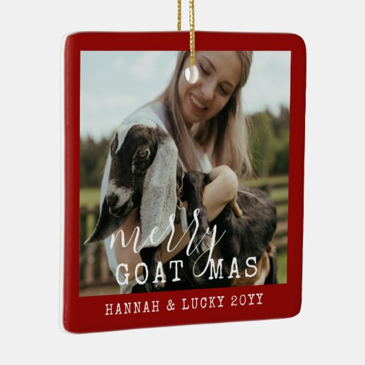 ヤギおもしろいフォトフパーソナライズされたァームペットクリスマス セラミックオーナメント (右)