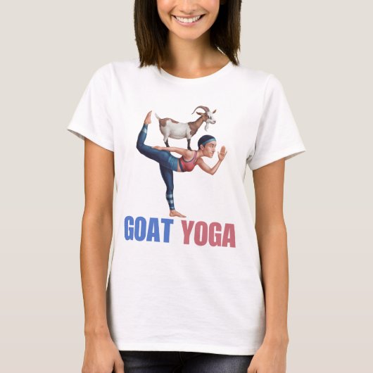 ヤギおもしろいヨガバックポーズ、ヨガヤギ愛好家 Tシャツ (正面)