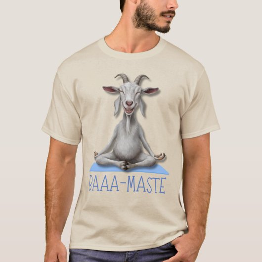 ヤギおもしろいヨガ瞑想ポーズ、ヨガヤギ愛好家 Tシャツ (正面)