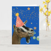 ヤギおもしろい誕生日バーピン祝グ カード (黄色い花)