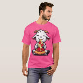 ヤギおもしろい食べのピザのグラフィック男の子の女の子K Tシャツ (正面フル)