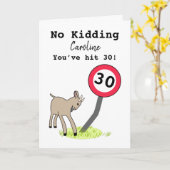 ヤギおもしろい30th誕生日カード カード (黄色い花)