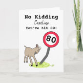 ヤギおもしろい80th誕生日カード カード (正面)