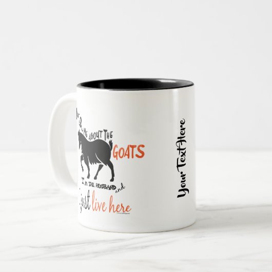 ヤギおもしろい |ヤギ頼の夫について ツートーンマグカップ (正面左)