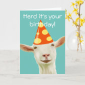 ヤギから来た誕生日だおもしろい カード (黄色い花)