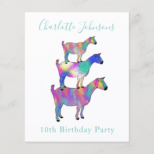 ヤギかわいいカラフル動物10誕生日予算 チラシ (裏面)