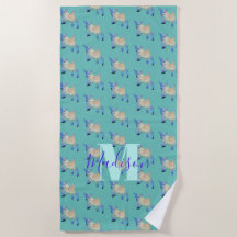 ヤギかわいいティール（緑がかった色）モノグラム